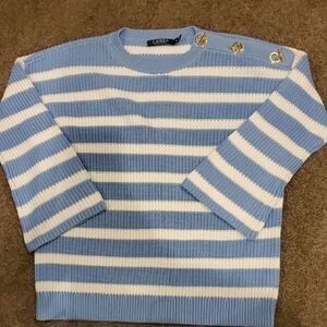Lauren Blue and White Striped Sweater